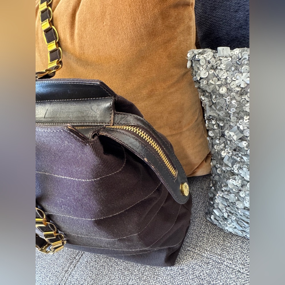 Salvatore Ferragamo Vintage Brown Tote with Gold Chain-Link Straps - Picture 15 of 16